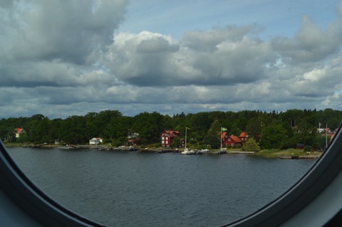 View of Stockholm Archipelago through cabin porthole